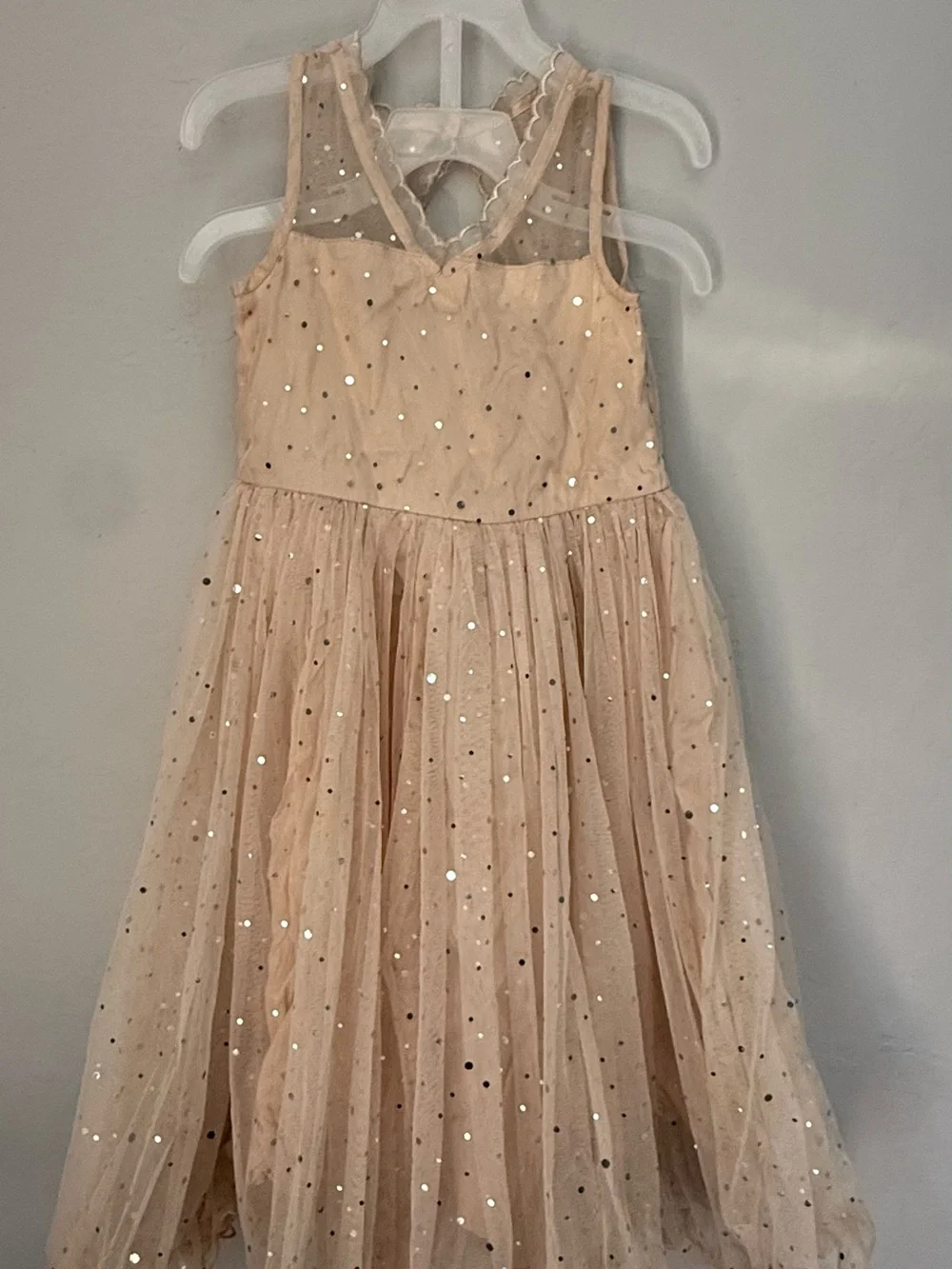 Girls Glitter Tulle Party Dress - Blush Pink